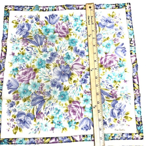 New Pierre Cardin  MiniScarf/Handkerchief Cotton 18" , White Purple Floral (82) - Picture 4 of 5
